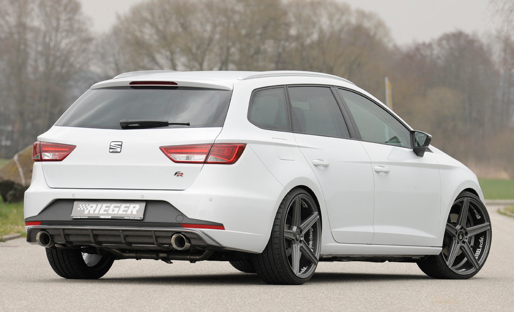 Seat Leon FR (5F) Rieger Heckeinsatz  für Sportendrohr li. u. re., (100mm ø), ABS, Carbon-Look, 
inkl. Montagezubehör, Gutachten