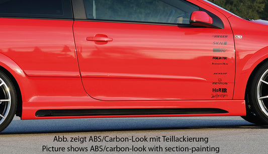 Opel Astra H GTC Rieger Seitenschweller  rechts, mit Schacht, mit Ausschnitt, ABS, Carbon-Look, 
inkl. Alugitter, Gutachten, Montagezubehör