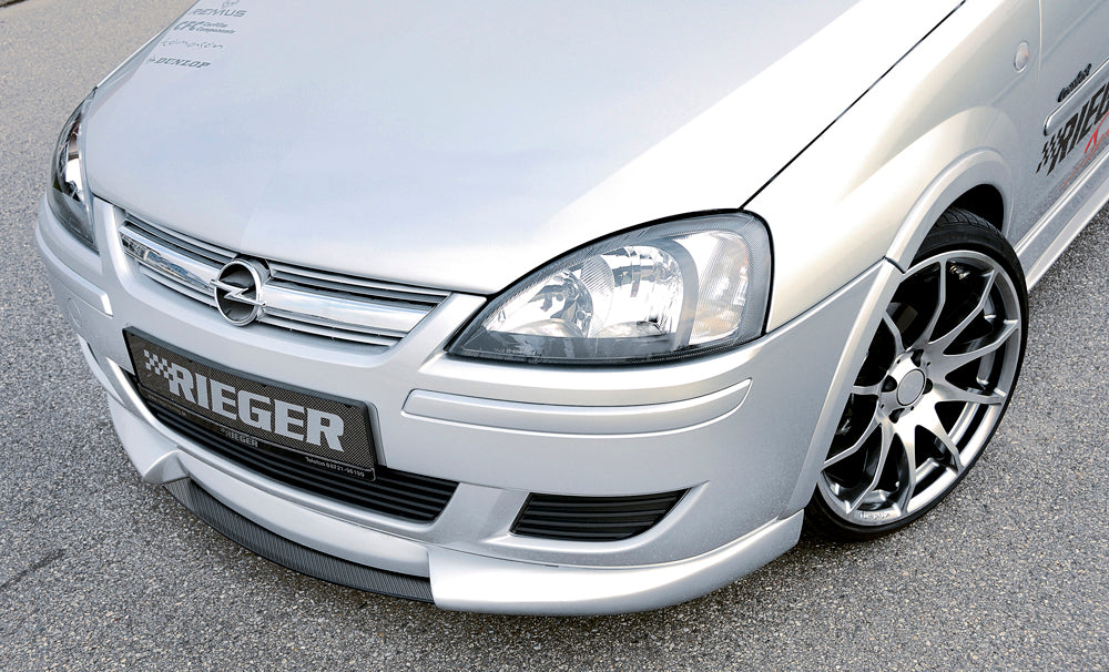 Opel Corsa C Rieger Spoilerschwert für Spoilerlippe 58921 mittig, für Spoilerlippe, ABS, Carbon-Look, 
inkl. Montagezubehör, ABE