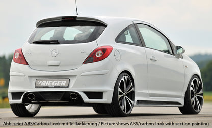 Opel Corsa D Rieger Seitenschweller  rechts, mit Schacht, mit Ausschnitt, ABS, Carbon-Look, 
inkl. Montagezubehör, Alugitter