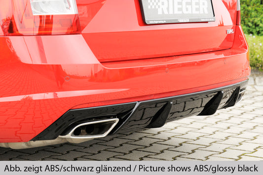 Skoda Octavia RS (5E) Rieger Heckeinsatz bei Bestellung bitte genaue Motorisierung angeben! für orig. Endrohrblende li. u. re., ABS, Carbon-Look, für Fzg. mit Anhängekupplung, 
inkl. Montagezubehör, Gutachten