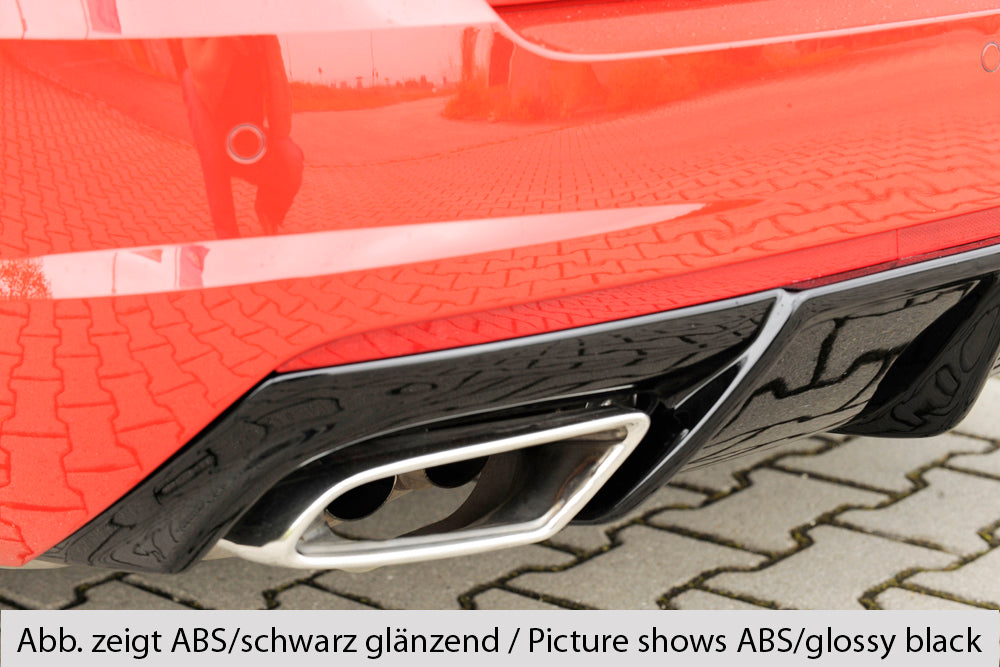 Skoda Octavia RS (5E) Rieger Heckeinsatz bei Bestellung bitte genaue Motorisierung angeben! für orig. Endrohrblende li. u. re., ABS, Carbon-Look, für Fzg. mit Anhängekupplung, 
inkl. Montagezubehör, Gutachten