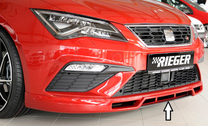 Seat Leon Cupra (5F) Rieger Spoilerschwert für Spoilerlippe 27031 mittig, für Spoilerlippe, ABS, Carbon-Look, 
inkl. Montagezubehör, ABE