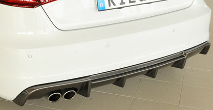 Audi A3 (8V) Rieger Heckeinsatz  für Doppelendrohr li., ABS, Carbon-Look, für Fzg. mit S-Line Exterieur, 
inkl. Montagezubehör, Gutachten