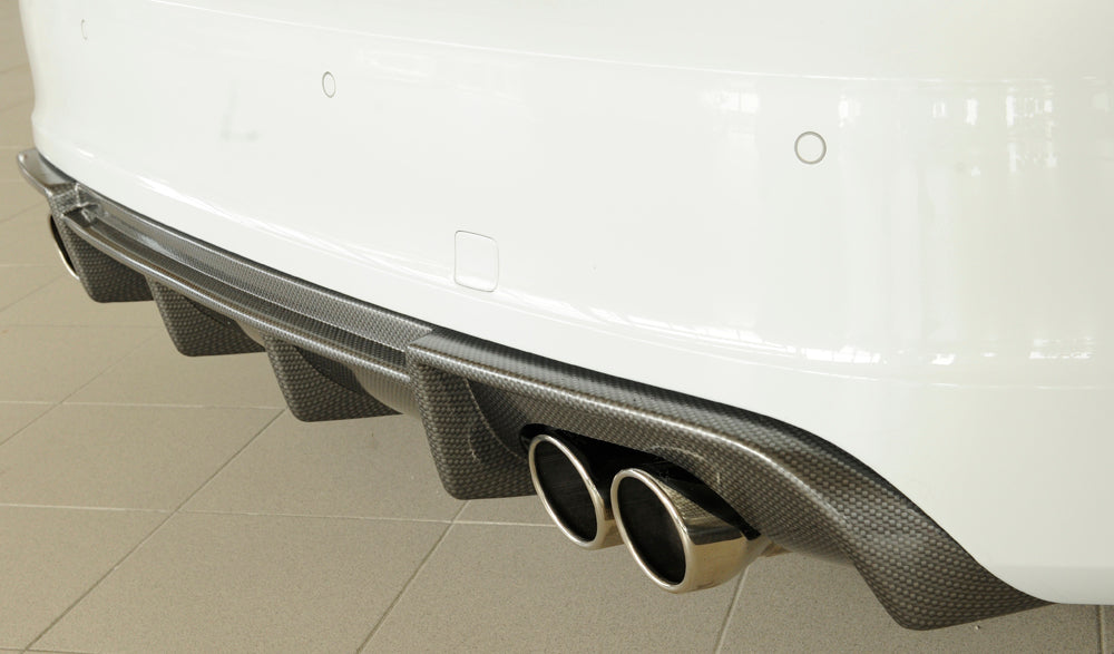 Audi A3 (8V) Rieger Heckeinsatz  für Doppelendrohr li. u. re., (4x90mm ø), ABS, Carbon-Look, für Fzg. mit S-Line Exterieur, 
inkl. Montagezubehör, Gutachten