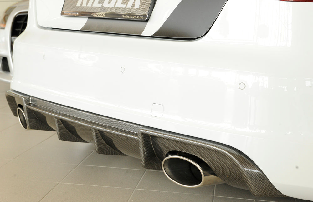 Audi A3 (8V) Rieger Heckeinsatz  für Sportendrohr li. u. re., (152x95mm oval), ABS, Carbon-Look, für Fzg. mit S-Line Exterieur, 
inkl. Montagezubehör, Gutachten