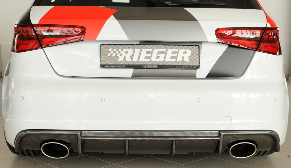 Audi A3 (8V) Rieger Heckeinsatz  für Sportendrohr li. u. re., (152x95mm oval), ABS, Carbon-Look, für Fzg. mit S-Line Exterieur, 
inkl. Montagezubehör, Gutachten