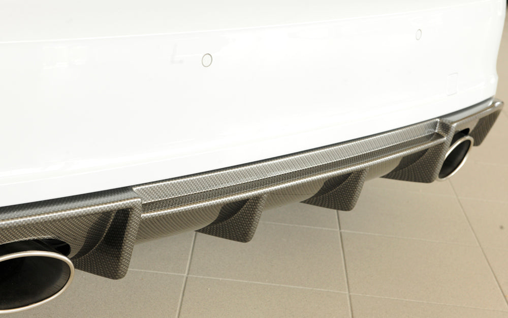 Audi A3 (8V) Rieger Heckeinsatz  für Sportendrohr li. u. re., (152x95mm oval), ABS, Carbon-Look, für Fzg. mit S-Line Exterieur, 
inkl. Montagezubehör, Gutachten