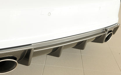 Audi A3 (8V) Rieger Heckeinsatz  für Sportendrohr li. u. re., (152x95mm oval), ABS, Carbon-Look, für Fzg. mit S-Line Exterieur, 
inkl. Montagezubehör, Gutachten