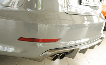 Audi A3 (8V) Rieger Heckeinsatz  für Doppelendrohr li., ABS, Carbon-Look, für Fzg. mit S-Line Exterieur, 
inkl. Montagezubehör, Gutachten