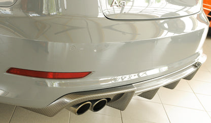 Audi A3 (8V) Rieger Heckeinsatz  für Doppelendrohr li., ABS, Carbon-Look, für Fzg. mit S-Line Exterieur, 
inkl. Montagezubehör, Gutachten