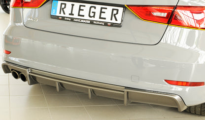 Audi A3 (8V) Rieger Heckeinsatz  für Doppelendrohr li., ABS, Carbon-Look, für Fzg. mit S-Line Exterieur, 
inkl. Montagezubehör, Gutachten