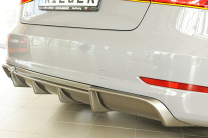 Audi A3 (8V) Rieger Heckeinsatz  für Doppelendrohr li., ABS, Carbon-Look, für Fzg. mit S-Line Exterieur, 
inkl. Montagezubehör, Gutachten