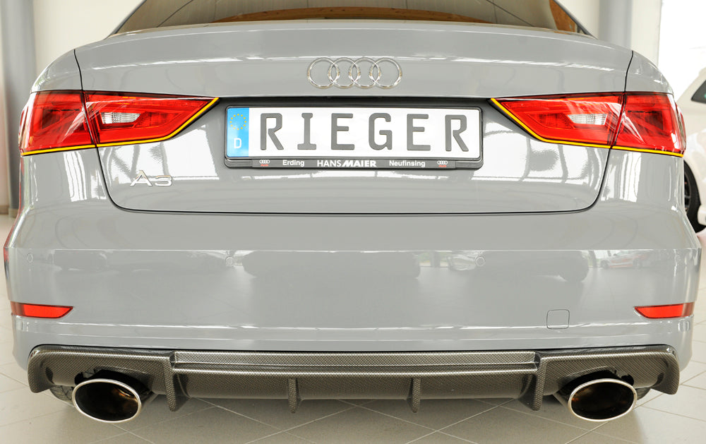 Audi A3 (8V) Rieger Heckeinsatz  für Sportendrohr li. u. re., (152x95mm oval), ABS, Carbon-Look, für Fzg. mit S-Line Exterieur, 
inkl. Montagezubehör, Gutachten