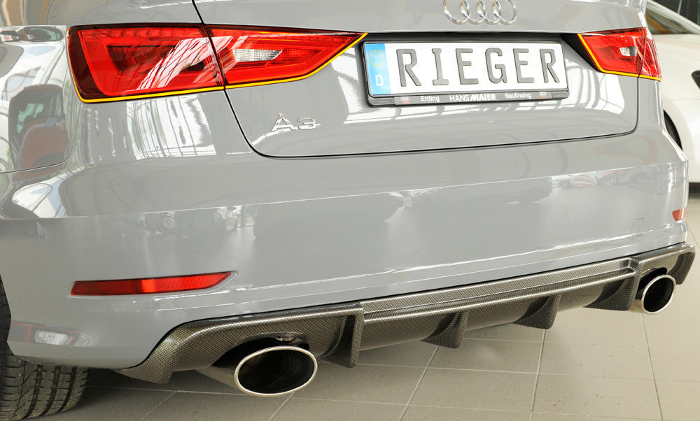Audi A3 (8V) Rieger Heckeinsatz  für Sportendrohr li. u. re., (152x95mm oval), ABS, Carbon-Look, für Fzg. mit S-Line Exterieur, 
inkl. Montagezubehör, Gutachten