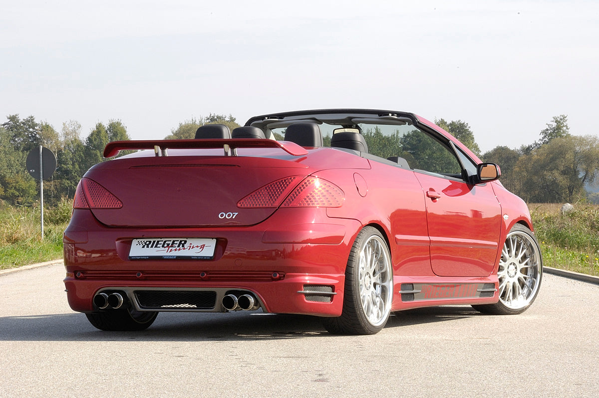 Peugeot 307 Rieger Heckansatz   --> nur für Cabrio und für 4-Rohr-Anlagen! ABS, Carbon-Look, 
inkl. Alugitter, Gutachten, Montagezubehör