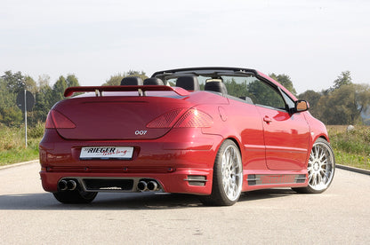 Peugeot 307 Rieger Heckansatz   --> nur für Cabrio und für 4-Rohr-Anlagen! ABS, Carbon-Look, 
inkl. Alugitter, Gutachten, Montagezubehör