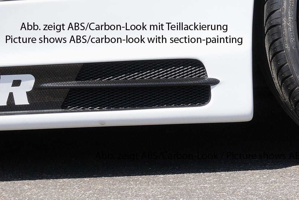 BMW 1er E87  (187 / 1K2/1K4) Rieger Seitenschweller mit 2 Ausschnitten rechts, mit Schacht, ABS, Carbon-Look, 
inkl. Alugitter, Gutachten, Montagezubehör