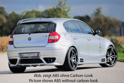 BMW 1er E87  (187 / 1K2/1K4) Rieger Seitenschweller mit 2 Ausschnitten rechts, mit Schacht, ABS, Carbon-Look, 
inkl. Alugitter, Gutachten, Montagezubehör