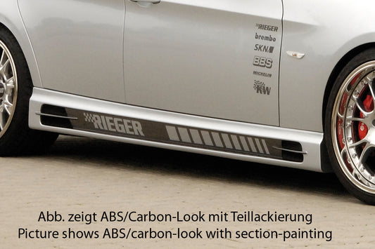 BMW 3er E90 Rieger Seitenschweller  links, mit Schacht und 2 Ausschnitten, ABS, Carbon-Look, 
inkl. Alugitter, Gutachten, Montagezubehör