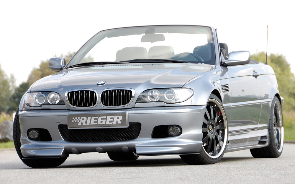 BMW 3er E46 Rieger Spoilerschwert 2-teilig, für Spoilerlippe 50118 für Spoilerlippe, 2-tlg., ABS, Carbon-Look, für Fzg. mit M-Technik, 
inkl. Montagezubehör, ABE