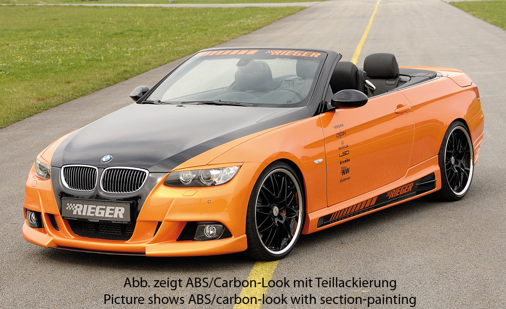 BMW 3er E92 Rieger Seitenschweller    rechts, mit Schacht und 2 Ausschnitten, ABS, Carbon-Look, 
inkl. Alugitter, Gutachten, Montagezubehör