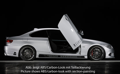 BMW 3er E92 Rieger Seitenschweller    rechts, mit Schacht und 2 Ausschnitten, ABS, Carbon-Look, 
inkl. Alugitter, Gutachten, Montagezubehör