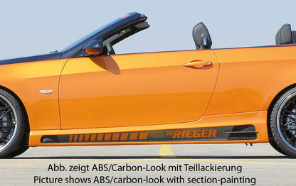 BMW 3er E92 Rieger Seitenschweller    rechts, mit Schacht und 2 Ausschnitten, ABS, Carbon-Look, 
inkl. Alugitter, Gutachten, Montagezubehör