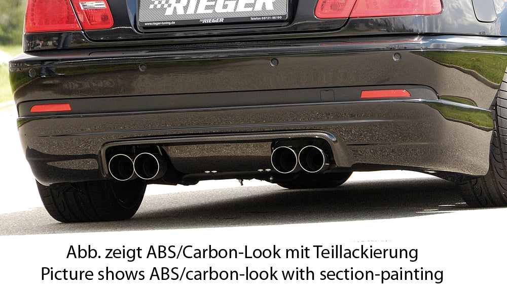 BMW 3er E46 Rieger Heckschürzenansatz  ab Faceliift, nicht M-Technik ABS, Carbon-Look, 
inkl. Montagezubehör, Alugitter