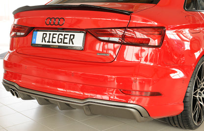 Audi A3 (8V) Rieger Heckeinsatz  für Doppelendrohr li., ABS, Carbon-Look, für Fzg. mit S-Line Exterieur, 
inkl. Montagezubehör, Gutachten