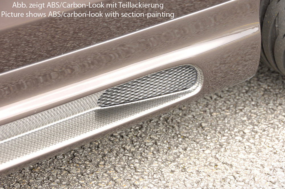 VW Bora (1J) Rieger Seitenschweller    rechts, mit Schacht, mit Ausschnitt, ABS, Carbon-Look, 
inkl. Alugitter, Montagezubehör, ABE