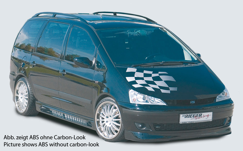 Ford Alhambra (7MS) Rieger Seitenschweller  links, mit Schacht und 2 Ausschnitten, ABS, Carbon-Look, 
inkl. Alugitter, Gutachten, Montagezubehör