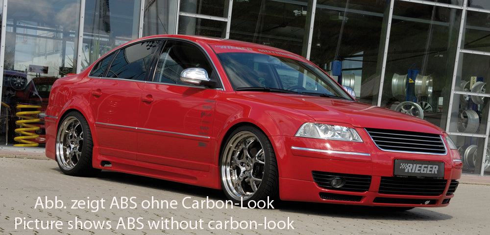 VW Passat (3B) Rieger Seitenschweller    links, mit Schacht, mit Ausschnitt, ABS, Carbon-Look, 
inkl. Alugitter, Gutachten, Montagezubehör