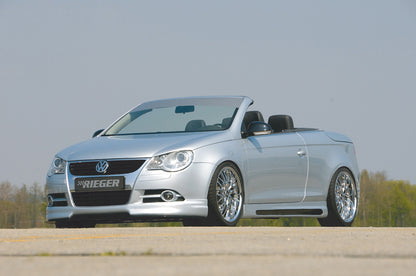 VW Eos (1F) Rieger Seitenschweller    links, mit Schacht, mit Ausschnitt, ABS, Carbon-Look, 
inkl. Alugitter, Gutachten, Montagezubehör