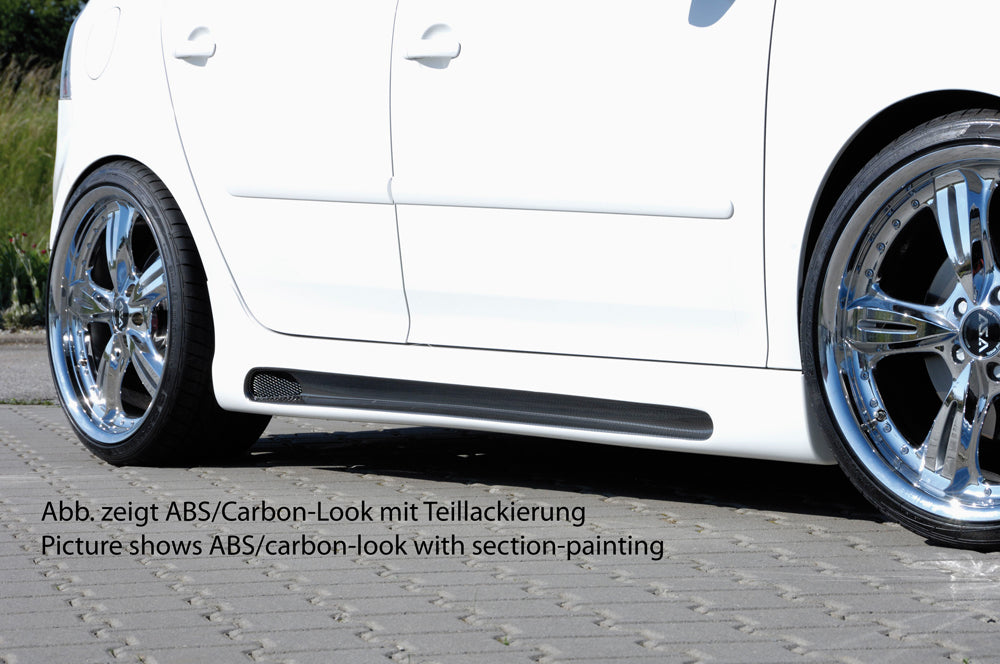 VW Golf 5 Rieger Seitenschweller   -> nur für GTI links, mit Schacht, mit Ausschnitt, ABS, Carbon-Look, 
inkl. Alugitter, Gutachten, Montagezubehör