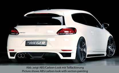 VW Scirocco 3 (13) Rieger Heckschürzenansatz  für Doppelendrohr li., ABS, Carbon-Look, 
inkl. Montagezubehör, Alugitter, Gutachten