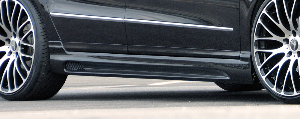 VW Passat (3C) Rieger Seitenschweller  rechts, mit Schacht, mit Ausschnitt, ABS, Carbon-Look, 
inkl. Montagezubehör, Alugitter, Gutachten