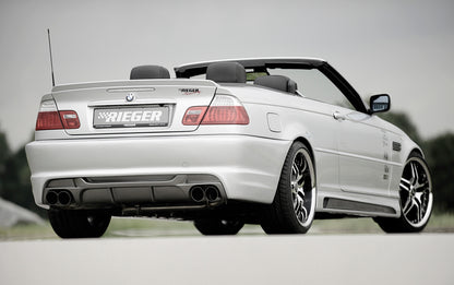 BMW 3er E46 Rieger Heckeinsatz für Heckschürze 50248/49/50/51 für Doppelendrohr li. u. re., ABS, Carbon-Look, 
inkl. Gutachten, Montagezubehör
