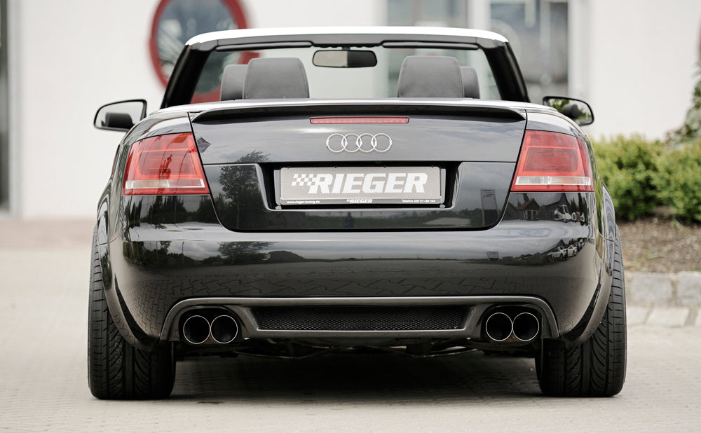 Audi A4 (8H) Rieger Heckeinsatz    für Doppelendrohr li. u. re., (4x90mm ø), ABS, Carbon-Look, 
inkl. Alugitter, Montagezubehör, Gutachten