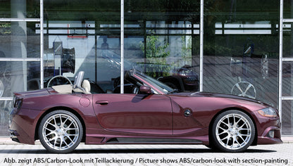 BMW Z4 (E85) Rieger Seitenschweller    links, mit Schacht, mit Ausschnitt, ABS, Carbon-Look, 
inkl. Alugitter, Montagezubehör, Gutachten
