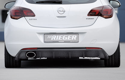 Opel Astra J Rieger Heckeinsatz  für Sportendrohr li., (140x90mm oval), ABS, Carbon-Look, 
inkl. Montagezubehör, Gutachten