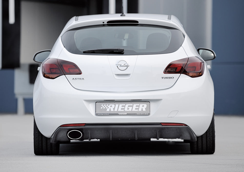 Opel Astra J Rieger Heckeinsatz  für Sportendrohr li., (140x90mm oval), ABS, Carbon-Look, 
inkl. Montagezubehör, Gutachten