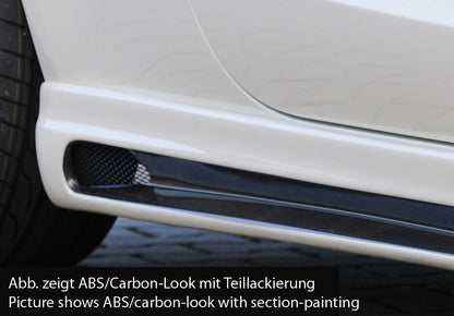 Audi A1 (8X) Rieger Seitenschweller  rechts, mit Schacht, mit Ausschnitt, ABS, Carbon-Look, für Fzg. mit S-Line Exterieur und ohne S-Line Exterieur, 
inkl. Alugitter, Montagezubehör, Gutachten