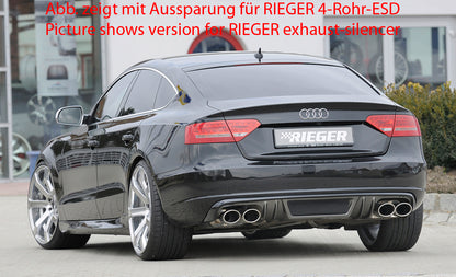 Audi A5 (B8/B81) Rieger Heckeinsatz  für orig. Doppelendrohr li, ABS, Carbon-Look, für Fzg. ohne S-Line Exterieur, 
inkl. Alugitter, Montagezubehör, Gutachten