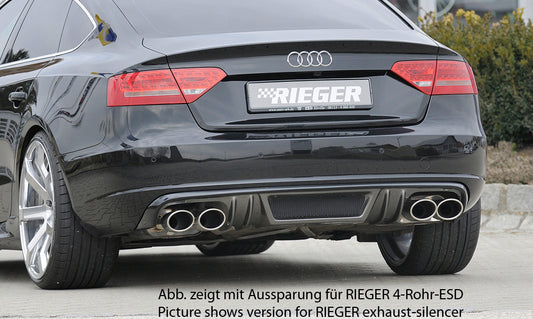 Audi A5 (B8/B81) Rieger Heckeinsatz  für orig. Endrohr li. u. re., ABS, Carbon-Look, für Fzg. ohne S-Line Exterieur, 
inkl. Alugitter, Montagezubehör, Gutachten