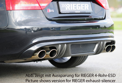 Audi A5 (B8/B81) Rieger Heckeinsatz  für orig. Endrohr li. u. re., ABS, Carbon-Look, für Fzg. mit S-Line Exterieur, 
inkl. Alugitter, Montagezubehör, Gutachten
