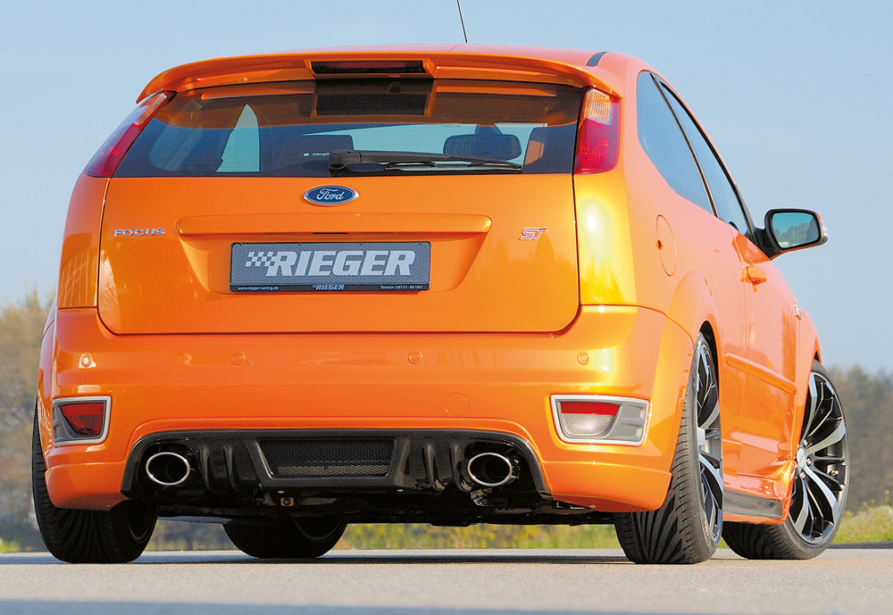 Ford Focus 2 ST Rieger ESD, li./re., Focus 2 ST nur 2,5l Endrohr-Typ: 32   für Ford Focus 2 ST bis Facelift rechts, links, für RIEGER-Heckansatz, 2x115x80mm, Edelstahl, 
inkl. Gutachten
