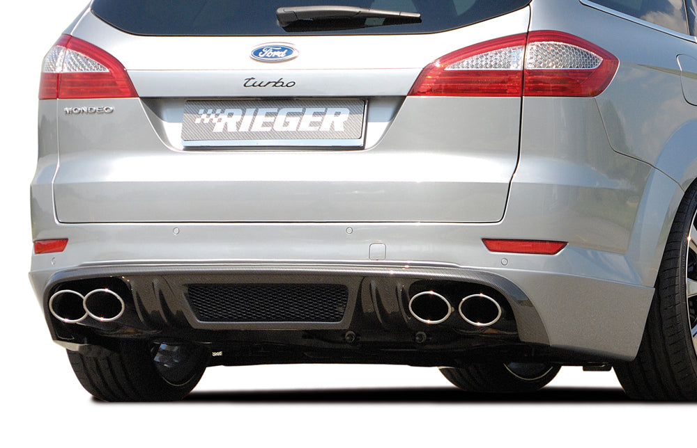 Ford Mondeo (BA7) Rieger ESD, li./re., Ford Mondeo (BA7) Turnier 4 x 115x85mm, Typ 32, rechts, links, mit Prägung, für RIEGER-Heckansatz, 2x115x85mm, Edelstahl, 
inkl. Gutachten
