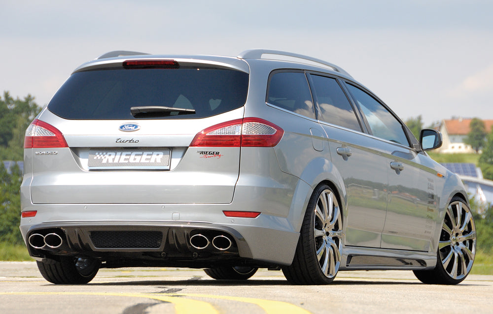 Ford Mondeo (BA7) Rieger ESD, li./re., Ford Mondeo (BA7) Turnier 4 x 115x85mm, Typ 32, rechts, links, mit Prägung, für RIEGER-Heckansatz, 2x115x85mm, Edelstahl, 
inkl. Gutachten