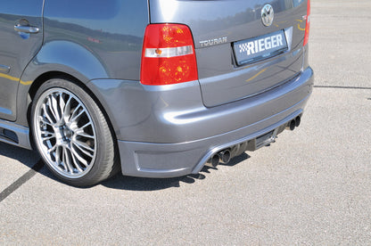 VW Touran (1T) FOX ESD li/re 4x76mm Typ 10, VW Touran (1T) 1.4l 55/66kW 1.6l 75/85kW 2.0l FSI 110kW 1.9TDI... links, rechts, 4x76mm, seitl. versetzt, mit Prägung, für RIEGER-Heckansatz, Edelstahl, 
inkl. Montagezubehör, Gutachten